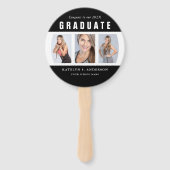 白黒の卒業写真コラージュ ハンドファン (裏面)