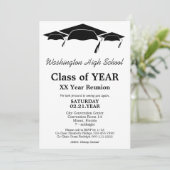 白黒の卒業式キャップクラス懇親会 招待状 (スタンド正面)