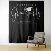 白黒の卒業式パーティーの写真の背景 タペストリー (インサイチュ)