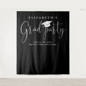 白黒の卒業式パーティーの写真の背景 タペストリー (正面)