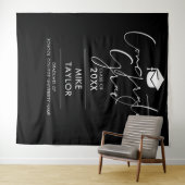 白黒の卒業式パーティーの写真の背景 タペストリー (インサイチュ(横))