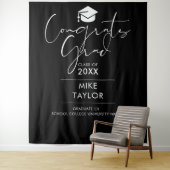 白黒の卒業式パーティーの写真の背景 タペストリー (インサイチュ)