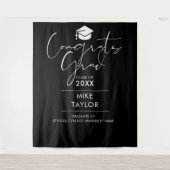 白黒の卒業式パーティーの写真の背景 タペストリー (正面)