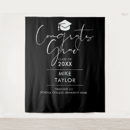 白黒の卒業式パーティーの写真の背景 タペストリー