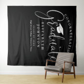 白黒の卒業式パーティーの写真の背景 タペストリー (インサイチュ(横))
