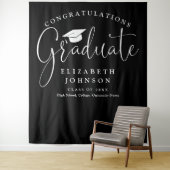 白黒の卒業式パーティーの写真の背景 タペストリー (インサイチュ)