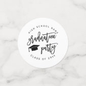 白黒の卒業式パーティークラスのカクテル コンフェッティ (スモール正面)