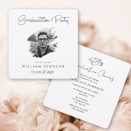 白黒の卒業式パーティー2025 招待状