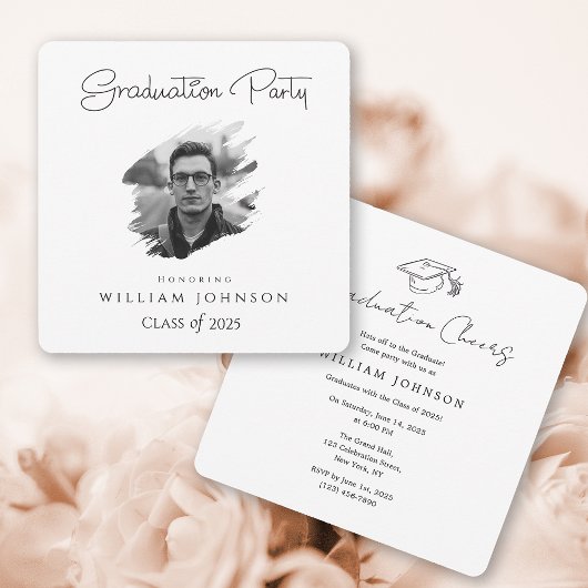 白黒の卒業式パーティー2025 招待状