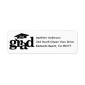 白黒の卒業式モダンキャップアドレス ラベル (正面)