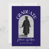 白黒の卒業式モダン写エレガント真 招待状 (正面)