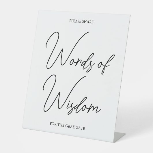 白黒の卒業式卓上看板 台座サイン (正面)
