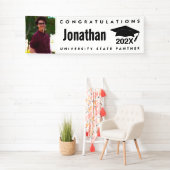 白黒の卒業式1枚フォトキャモダンップはっきりした 横断幕 (インサイチュ)