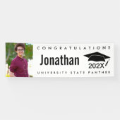 白黒の卒業式1枚フォトキャモダンップはっきりした 横断幕 (横)