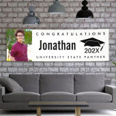 白黒の卒業式1枚フォトキャモダンップはっきりした 横断幕