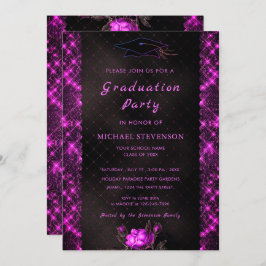 白黒の卒業招待状テンプレート