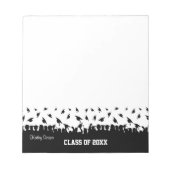 白黒の卒業生のシルエット ノートパッド (正面)