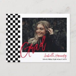 白黒の卒業発表はがき 案内ポストカード