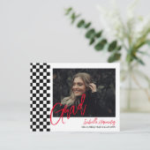 白黒の卒業発表はがき 案内ポストカード (スタンド正面)