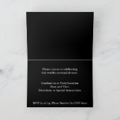 白黒の卒業表示またはパーティー発表 招待状 (内部)