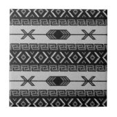 白黒の南西の部族アステカ模様 タイル (正面)