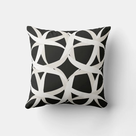 白黒の単色アクセントフローラ クッション (裏面)