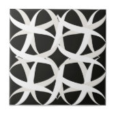 白黒の単色アクセントフローラ タイル (正面)