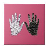 白黒の友情の手 タイル (正面)