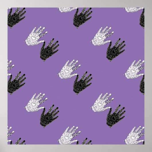 白黒の友情の手 ポスター (正面)