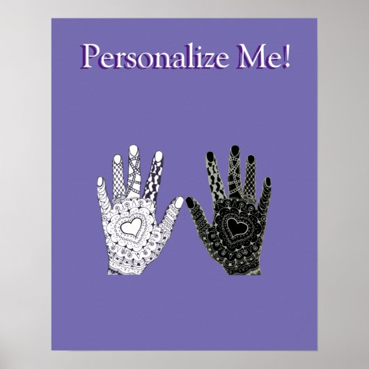 白黒の友情の手 ポスター (正面)