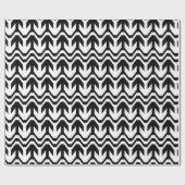 白黒の双方向波パターン ラッピングペーパー (フラット)