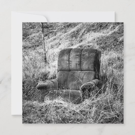 白黒の古い椅子の写真 シーズンカード (正面)
