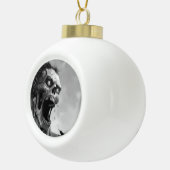 白黒の叫び声を上げるゾンビ セラミックボールオーナメント (右)