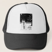 白黒の可愛い写真クリスマスの雪だるま キャップ (正面)