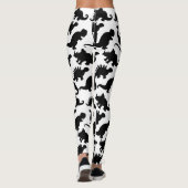 白黒の可愛い恐竜の模様 レギンス (裏面)