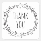 白黒の可愛い植物学結婚の感謝してい君 スクエアシール (正面)