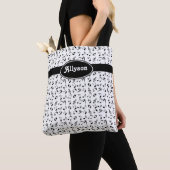 白黒の可逆音符パターン トートバッグ (クローズアップ)