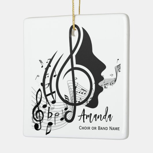 白黒の合唱団ディレクターのギフトミュージカル・ノート セラミックオーナメント (左)