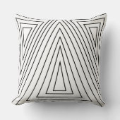 白黒の同心三角形パターン クッション (正面)