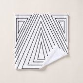 白黒の同心三角形パターン バスタオルセット (ウォッシュタオル)