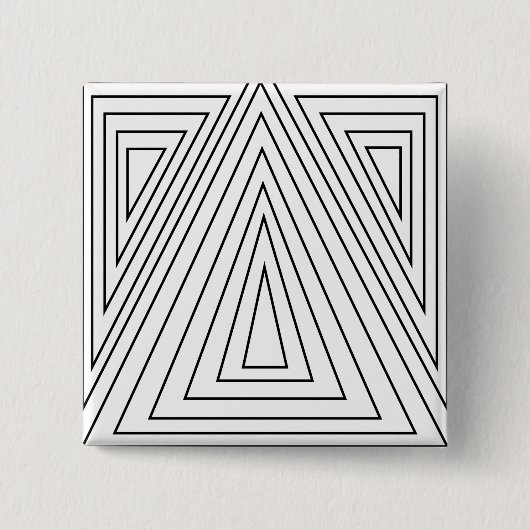 白黒の同心三角形パターン 缶バッジ (正面)