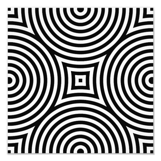 白黒の同心円パターン フォトプリント            (正面)