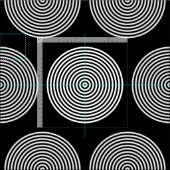 白黒の同心円リングや輪点 ファブリック (タイル)