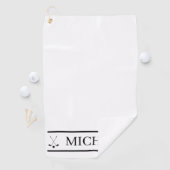 白黒の名パーソナライズされた前 ゴルフタオル (インサイチュ)