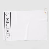 白黒の名パーソナライズされた前 ゴルフタオル (横)