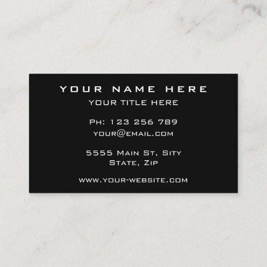 白黒の名刺あなたの色とフォント 名刺 (裏面)