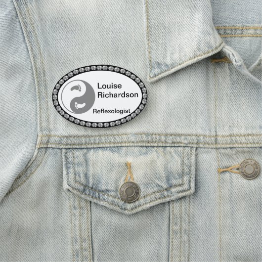 白黒の名前きらきら光るタグ 名札 (インサイチュ)