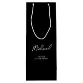 白黒の名前のパーソナライズされた結婚披露宴 ワインギフトバッグ (裏面)