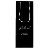 白黒の名前のパーソナライズされた結婚披露宴 ワインギフトバッグ (正面)