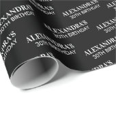 白黒の名前の年齢誕生日 ラッピングペーパー (ロールコーナー)